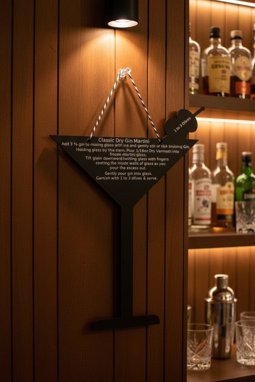 Classic Dry Gin Martini Recipe Plaque