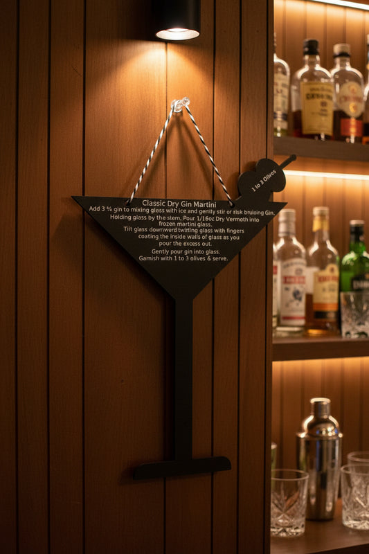 Classic Dry Gin Martini Recipe Plaque
