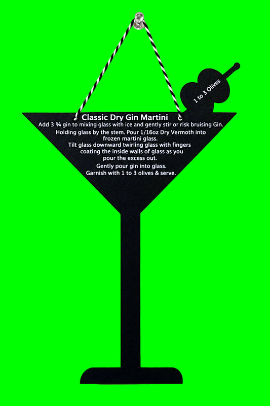 Classic Dry Gin Martini Recipe Plaque