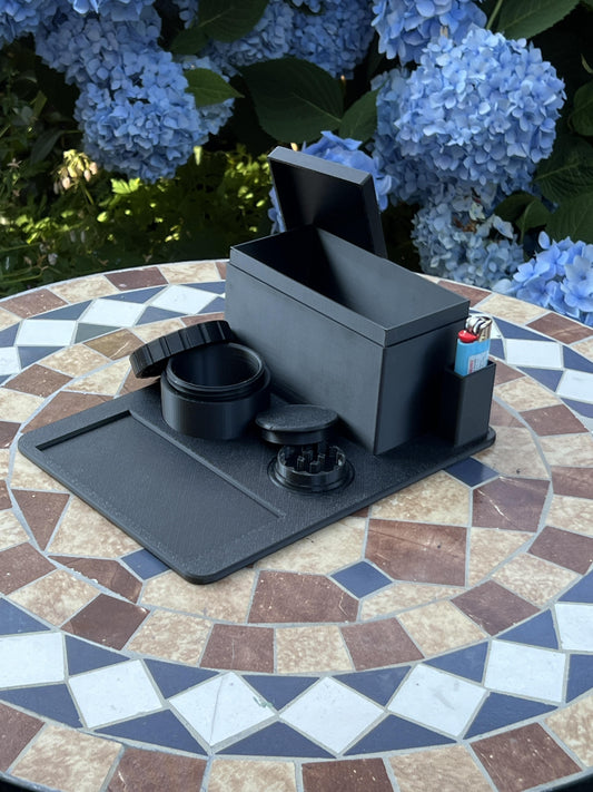 All-in-One Rolling Tray Set – Tray, Utility Box, Stash Cylinder & Grinder
