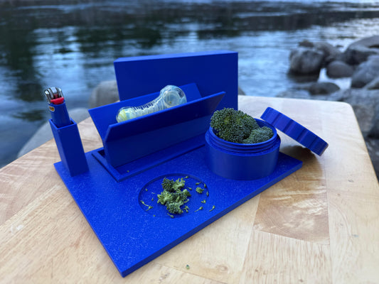 Relaxation Station Rolling Tray Set with Pipe Lounge & Stash Cylinder