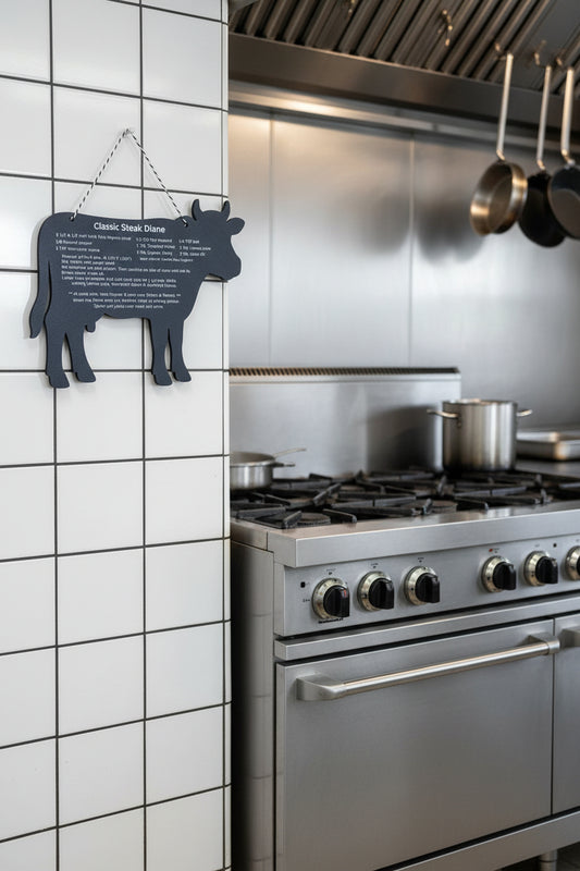 The Art of Steak Flambé Recipe Plaque