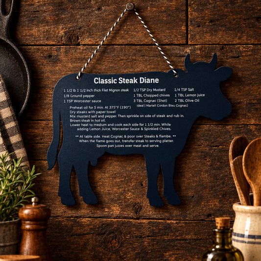 The Art of Steak Flambé Recipe Plaque